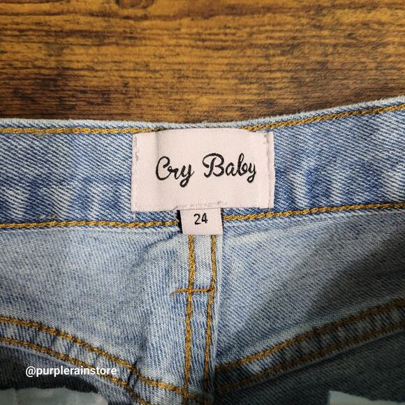 Cry Baby Jeans Size 24 Skinny High Rise Button Fly Medium Light Wash Denim - Picture 5 of 13